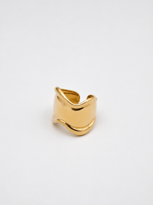 Anello Onda Grosso Dorato
