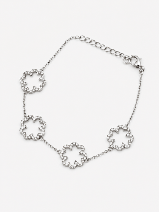 Bracciale Quadrifogli Base Argentata in Strass