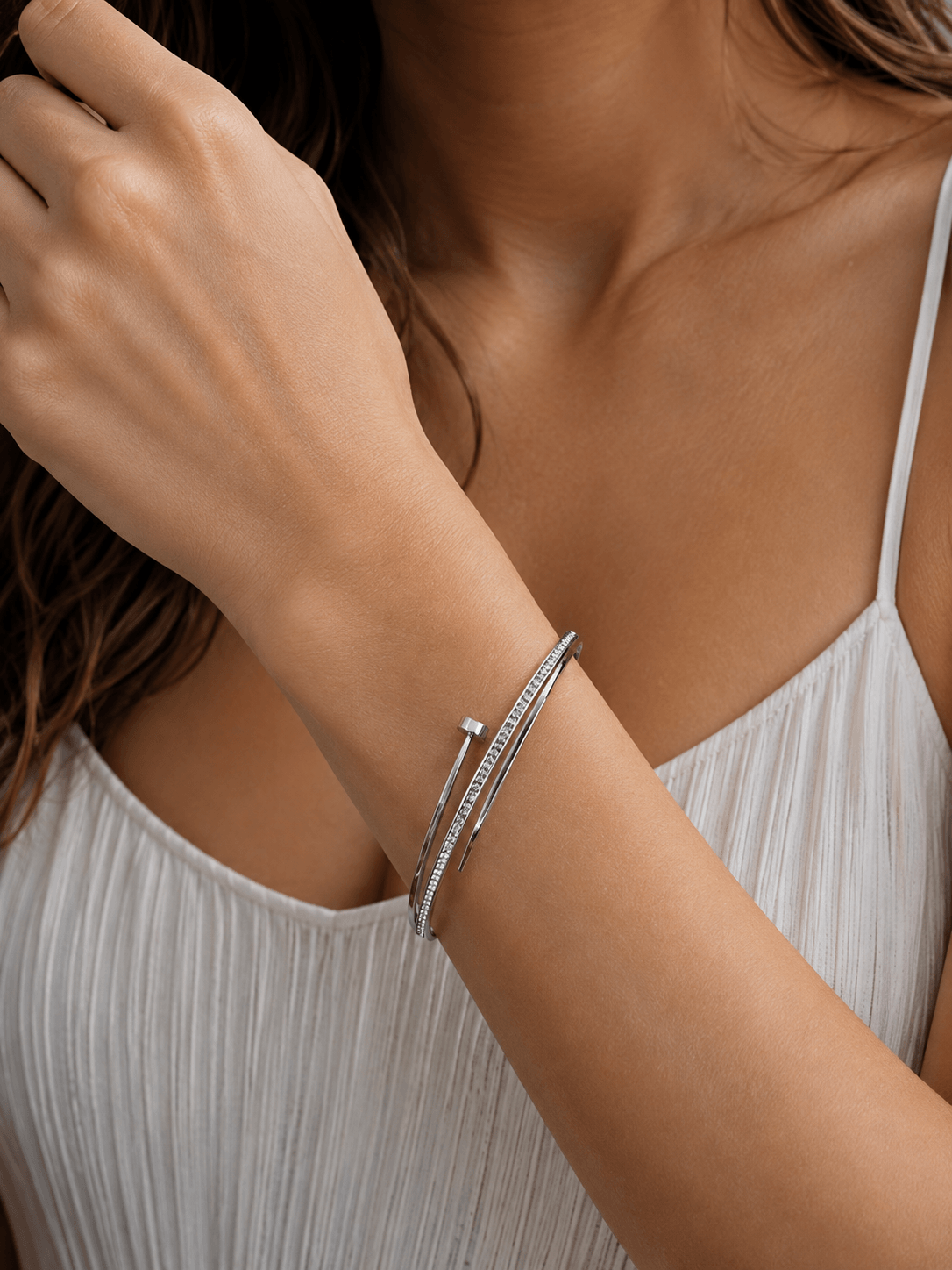 Bracciale Chiodo in Strass Argentato