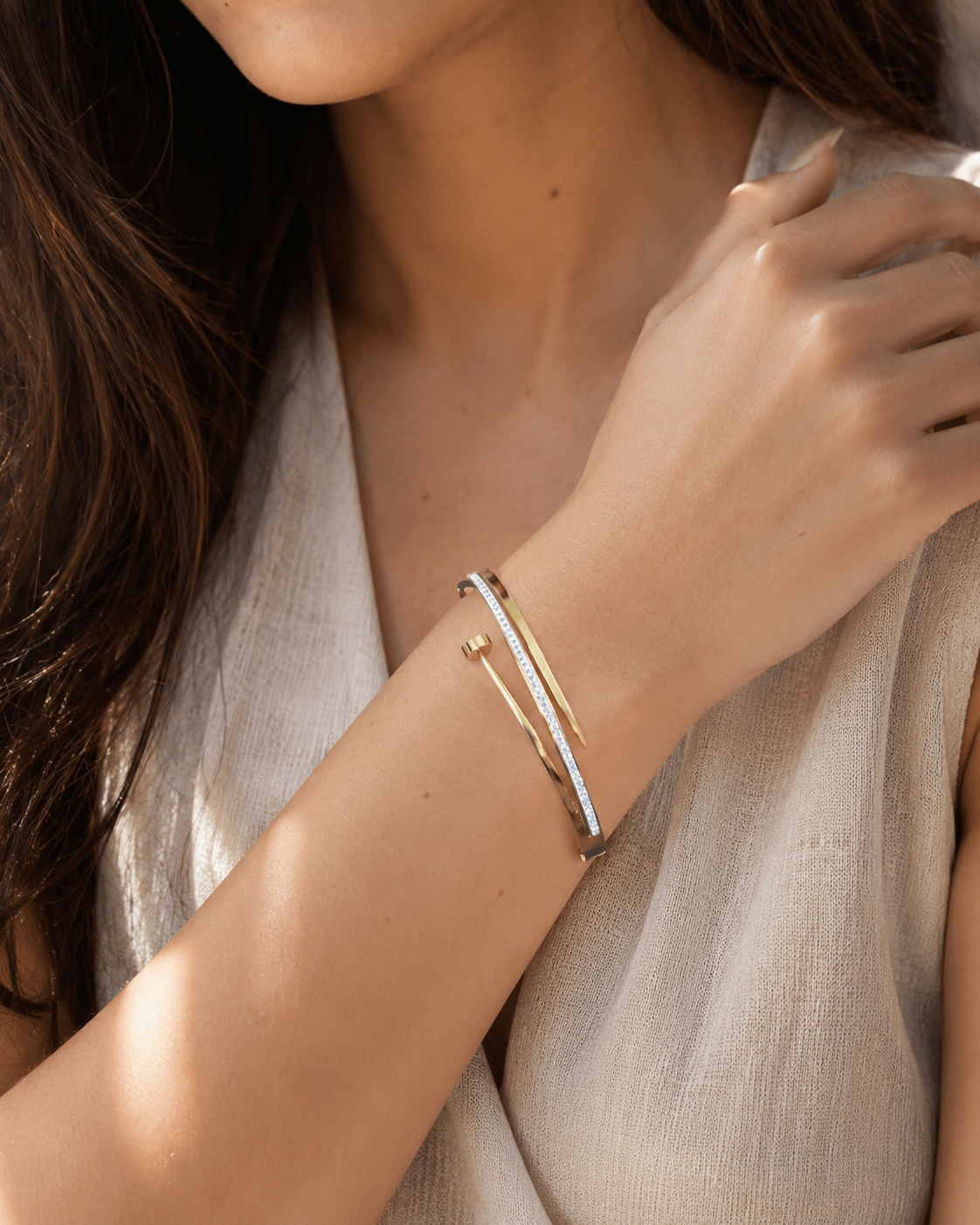 Bracciale Chiodo in Strass Dorato