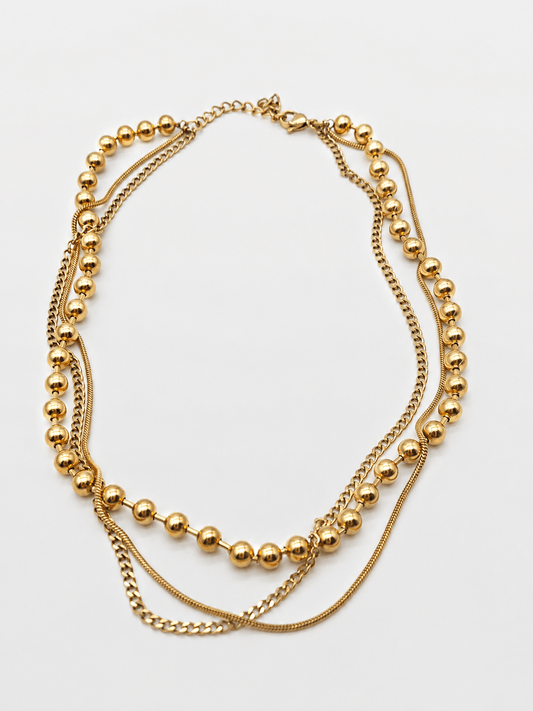 Collana Bubble a Tre Fili Dorata