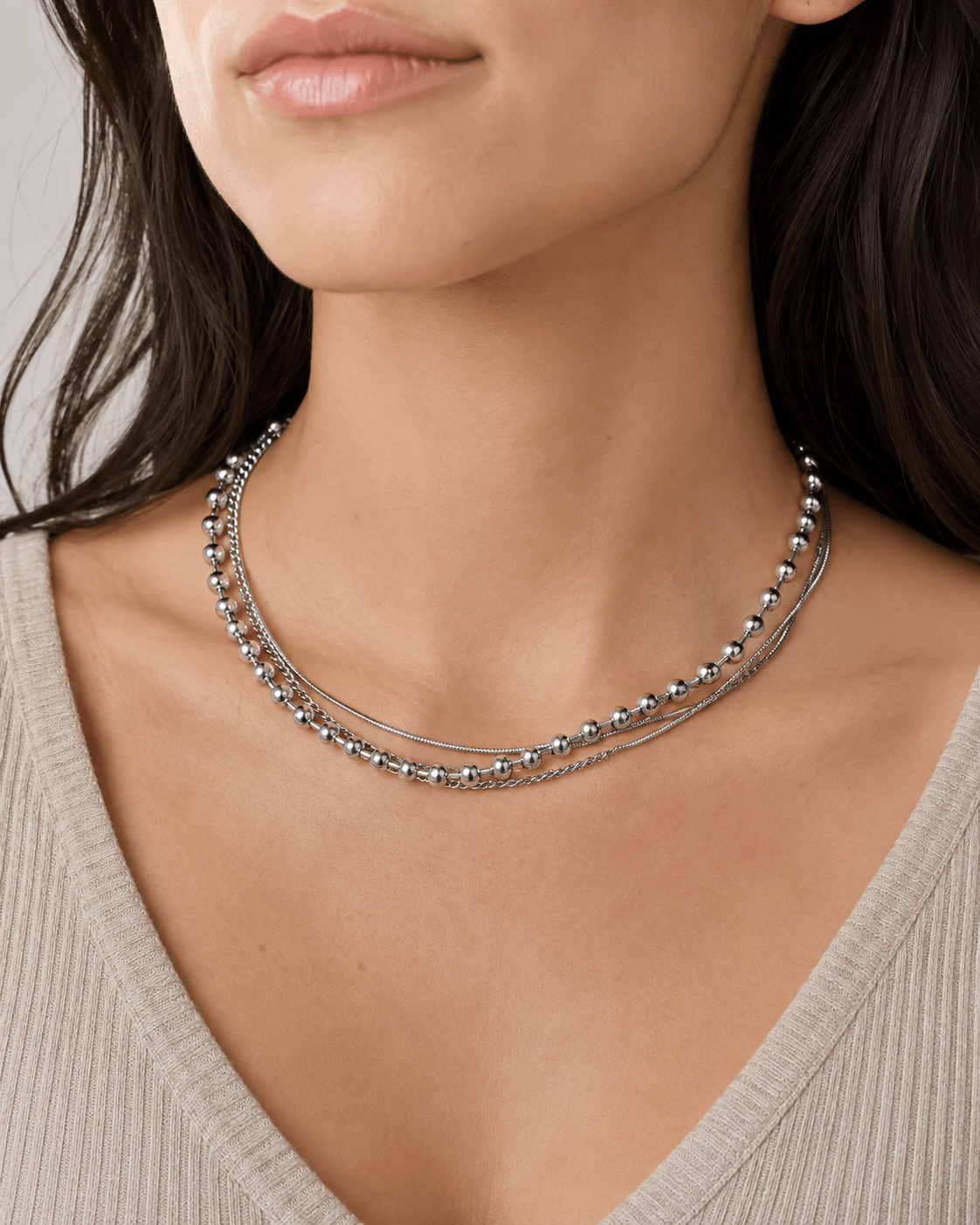 Collana Bubble a Tre Fili Argento