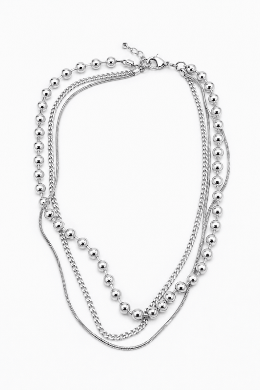 Collana Bubble a Tre Fili Argento
