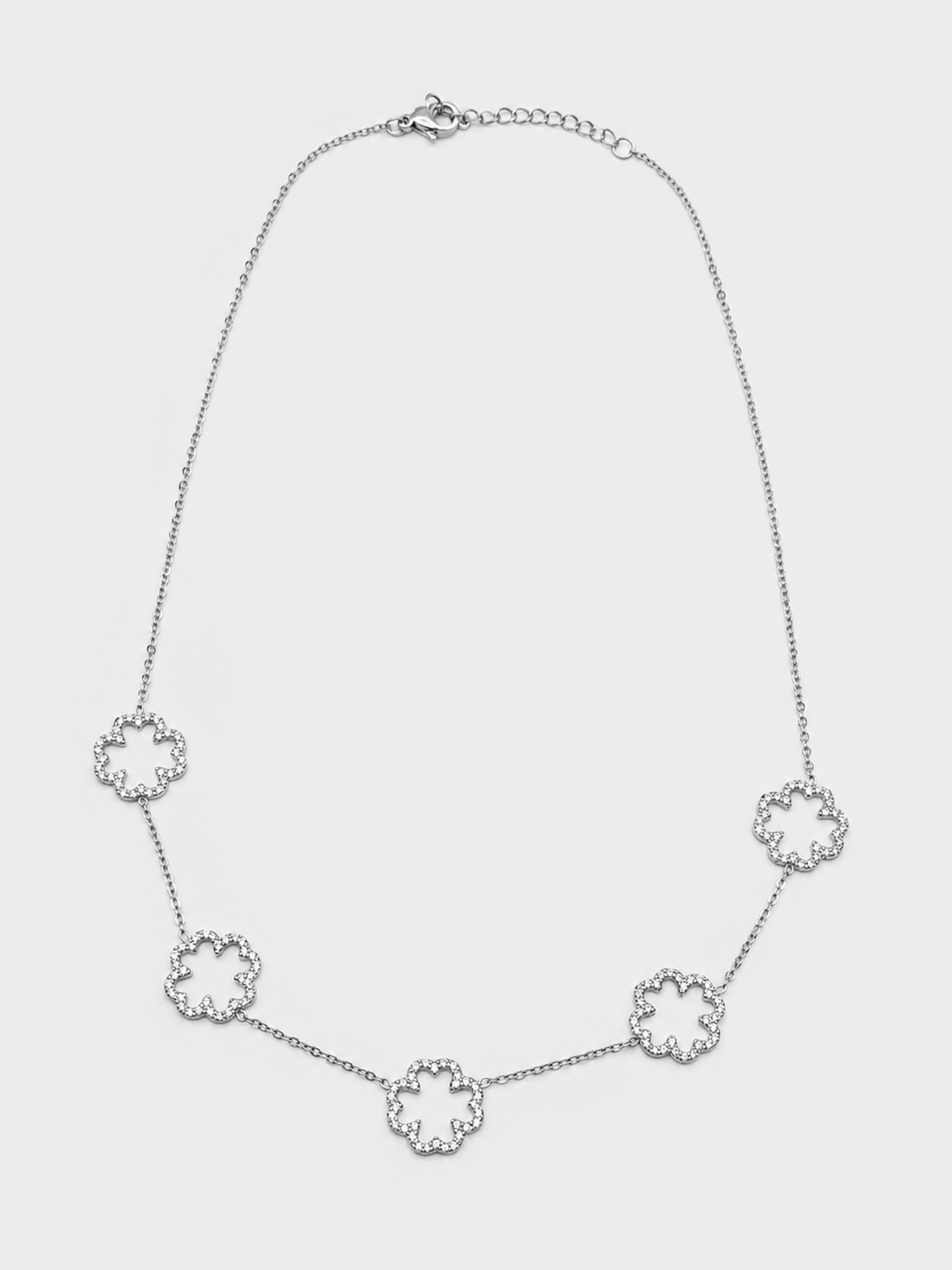 Collana Quadrifogli Argento in Strass